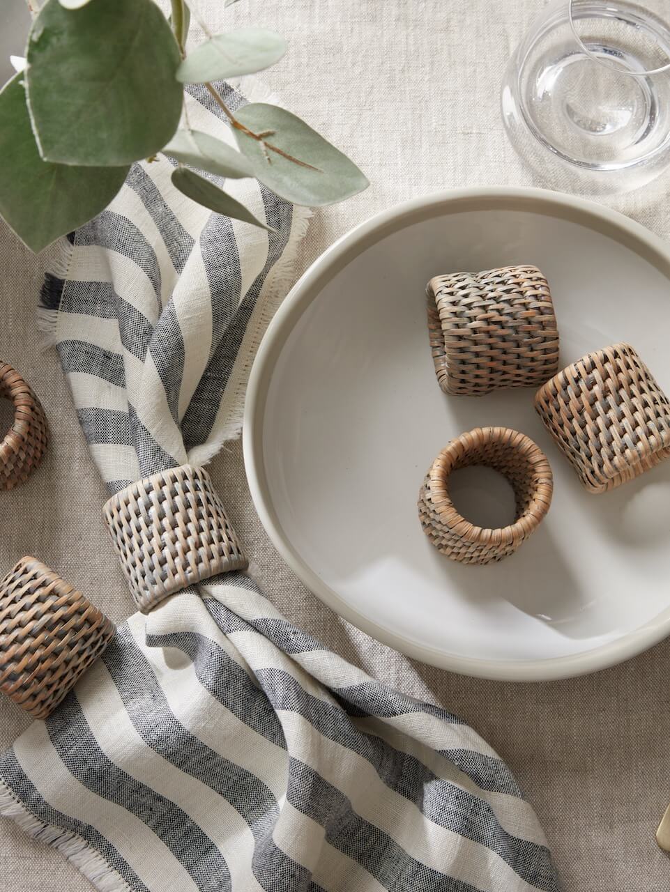 Iona Rattan Napkin Rings - Grey - Set of 6