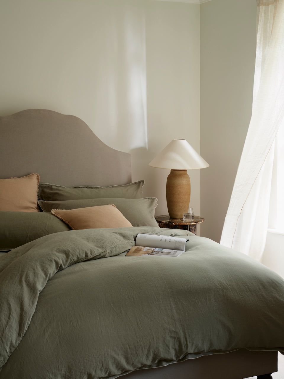 Lisbon Sage Green Cotton Deep Fitted Sheet