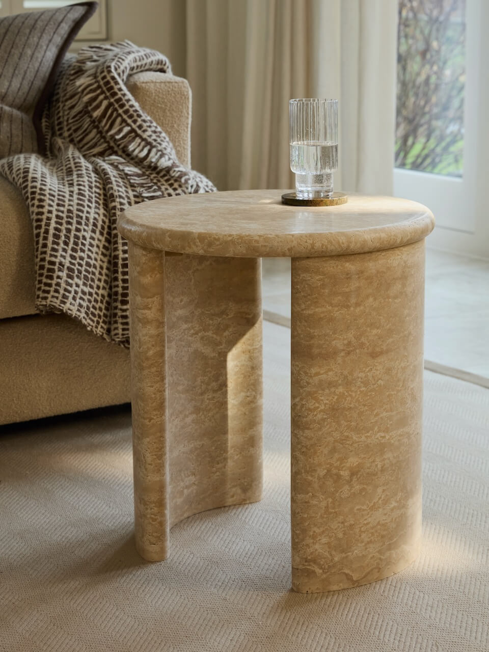 Alva Travertine Side Table