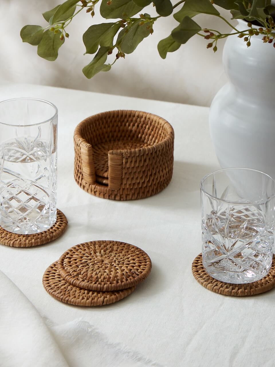 Iona Rattan Coasters - Natural - Set of 6