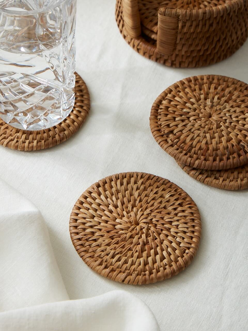 Iona Rattan Coasters - Natural - Set of 6