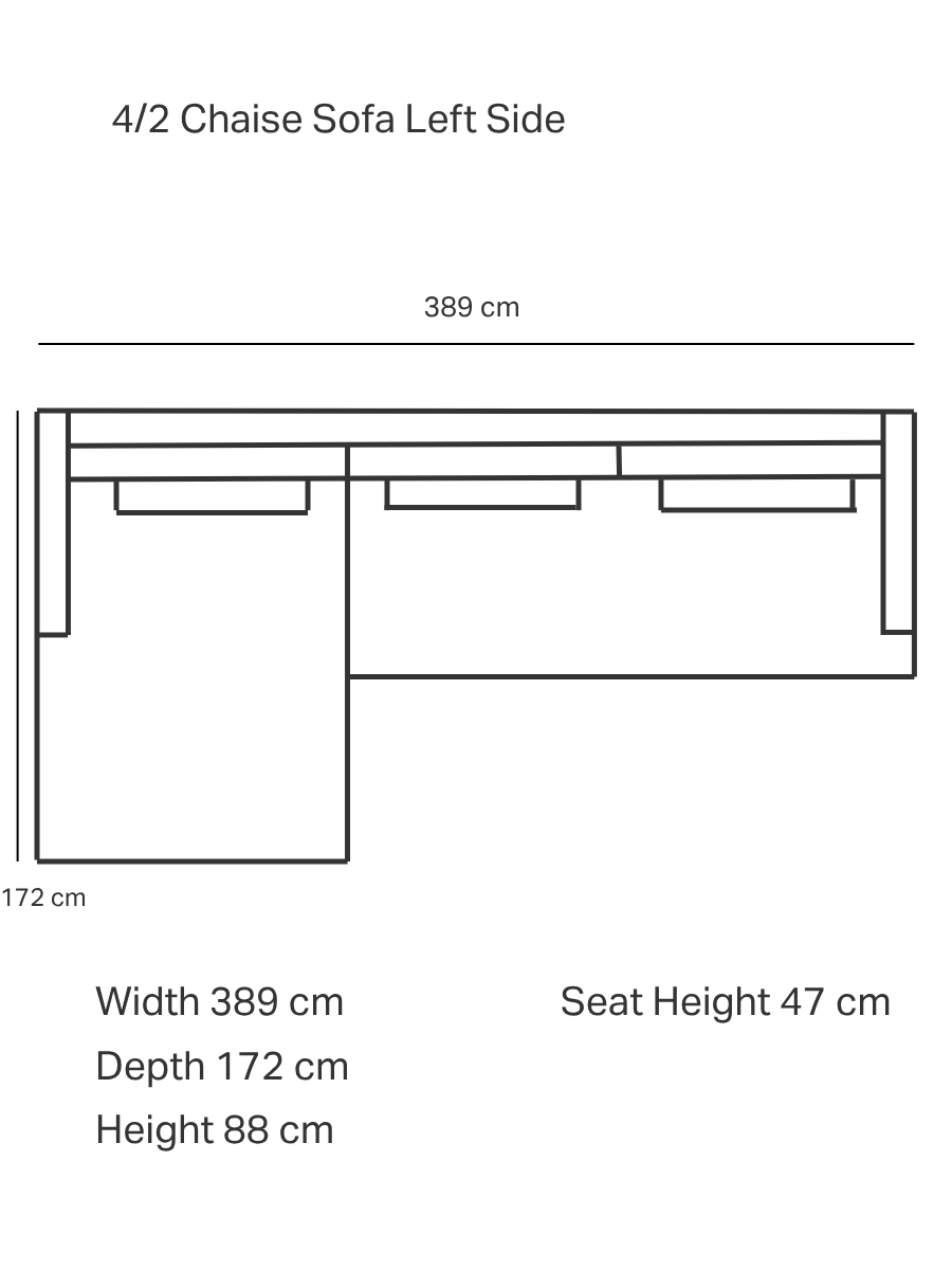 Elba Fabric Chaise Lounge Sofa - Made to Order