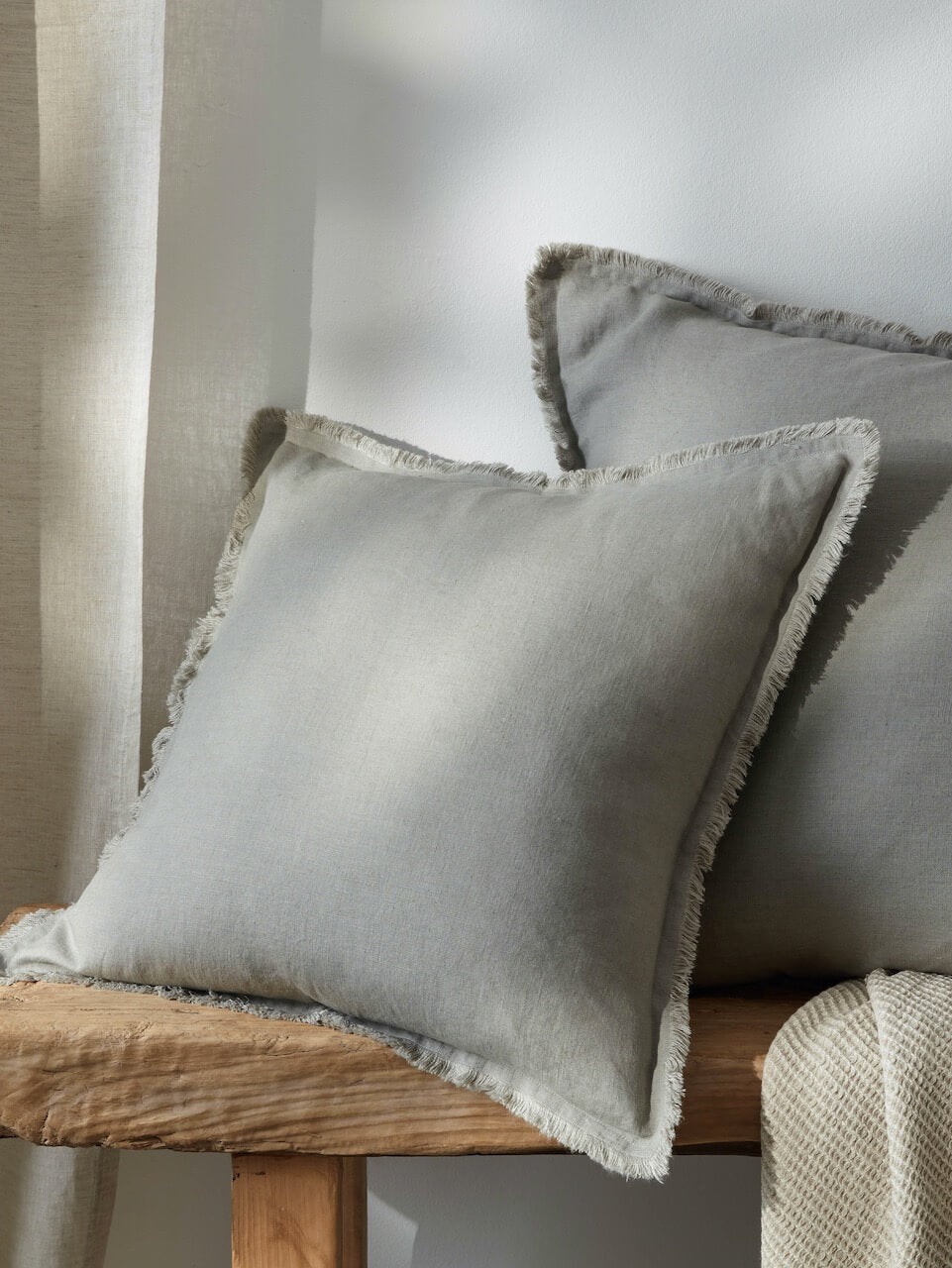 Fringe Linen Cushion Cover - Khaki