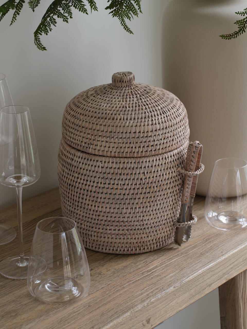Minto Rattan Ice Bucket - White