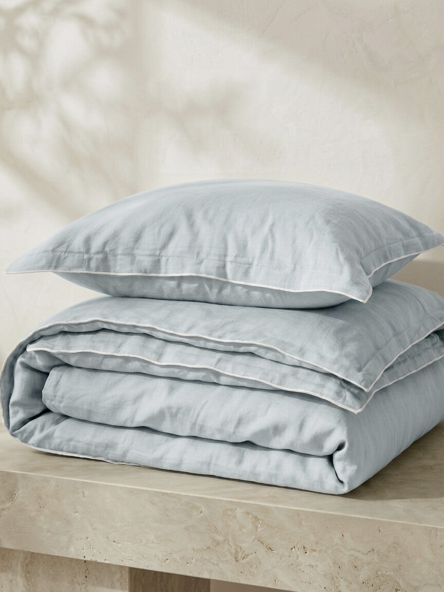 Lisbon Blue Fog Cotton Deep Fitted Sheet