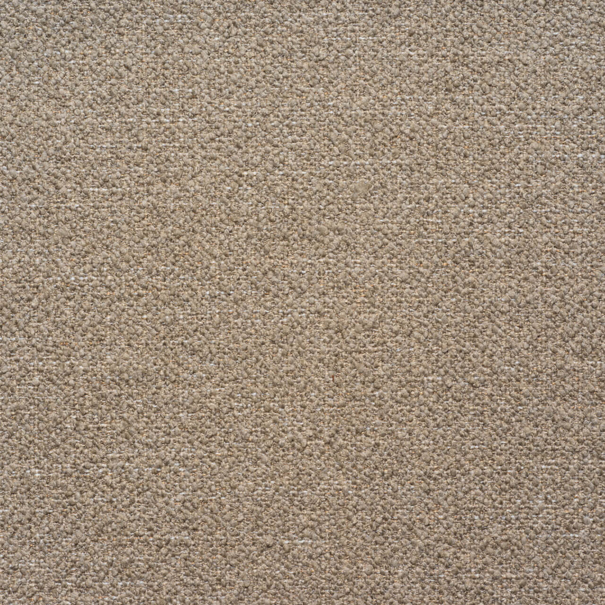 A close-up texture shot of a low-pile loop-pile carpet in a warm taupe-beige color, showing the dense, heathered pile fibers.