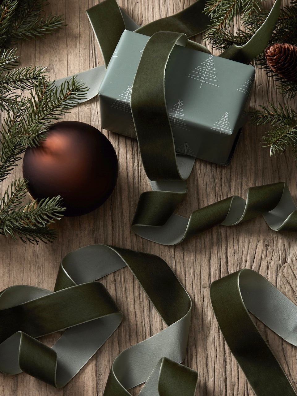 10m Sage Green Velvet Ribbon