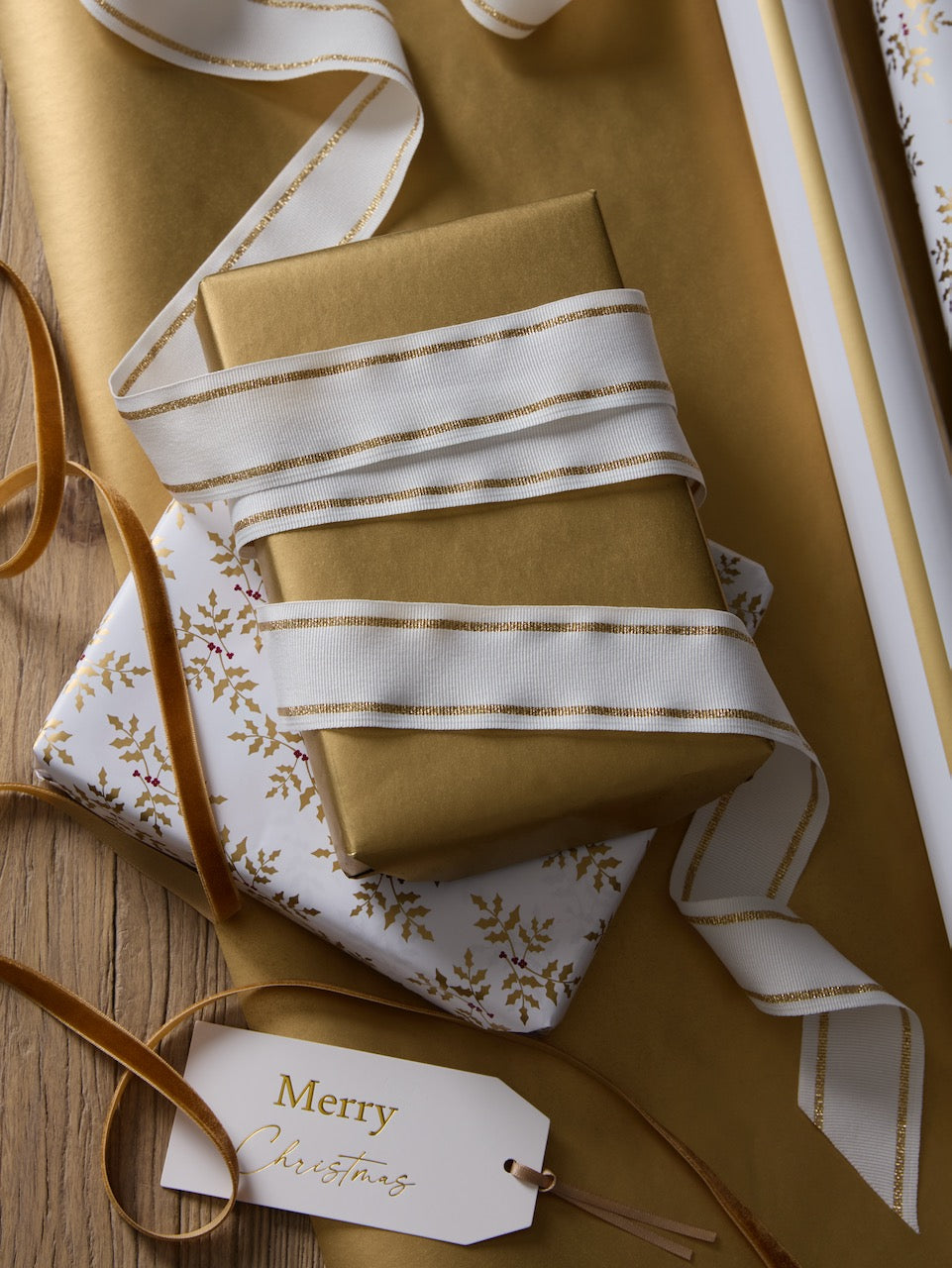 10m Gold & Natural Reversible Wrapping Paper