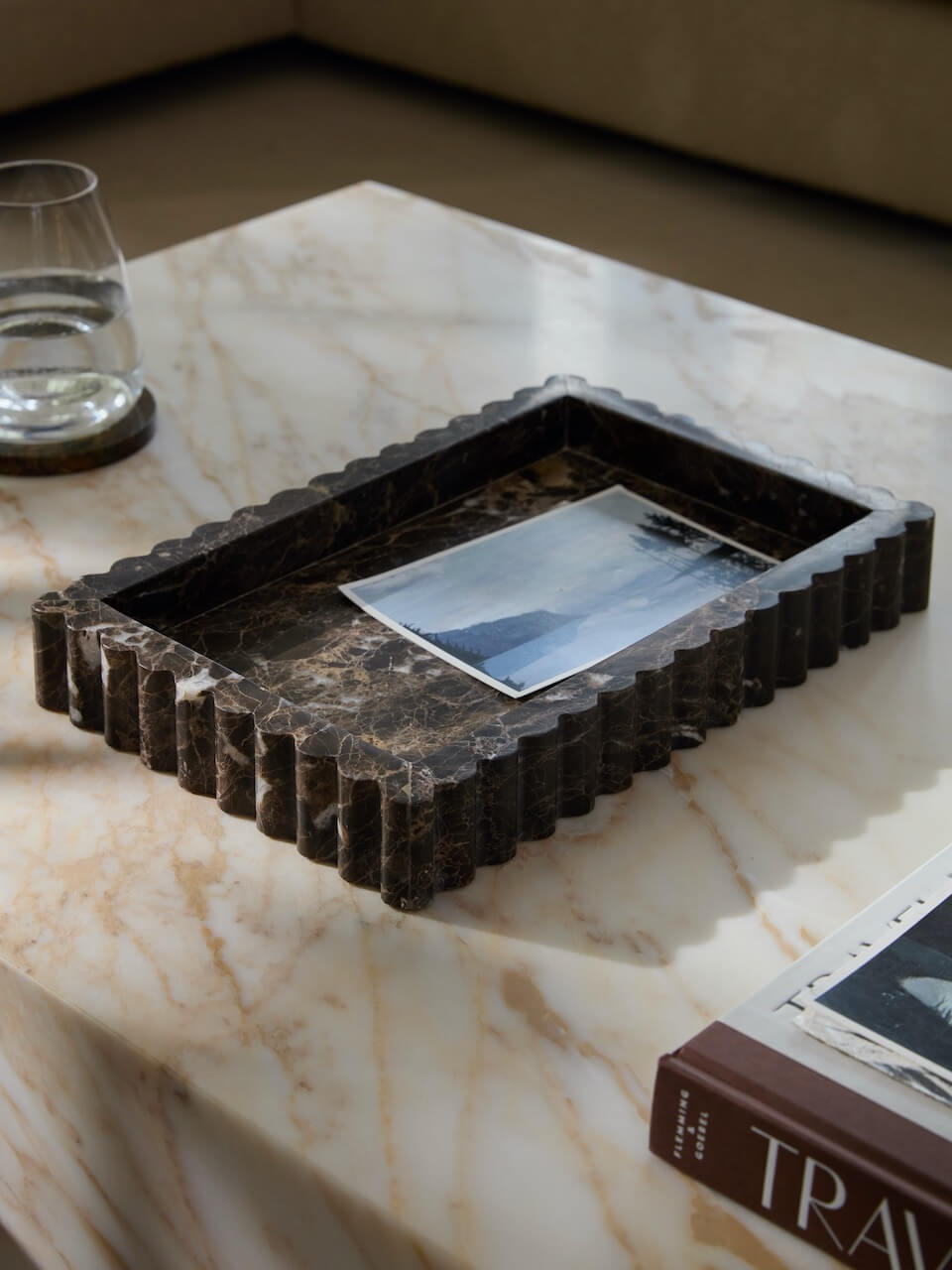 Dark Emperor Marble Ribbed Tray