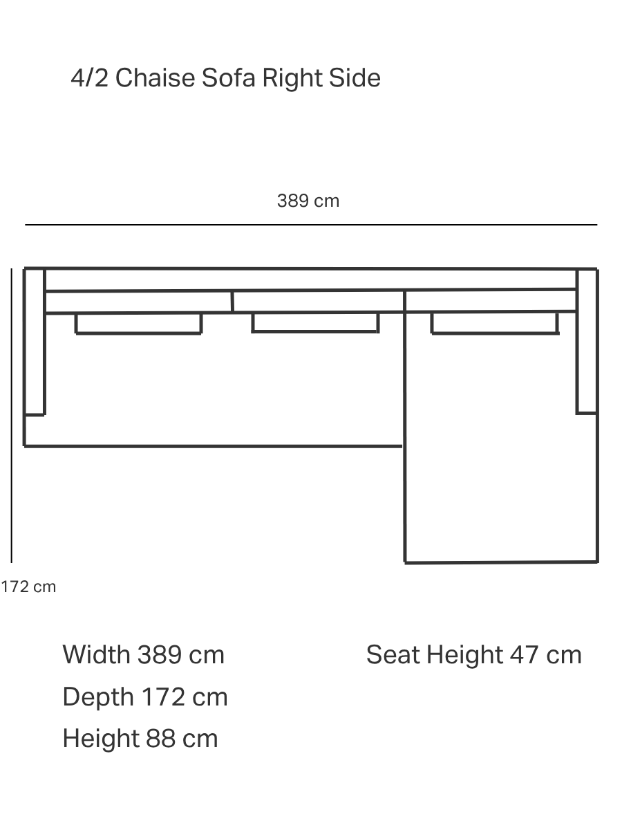 Elba Fabric Chaise Lounge Sofa - Made to Order