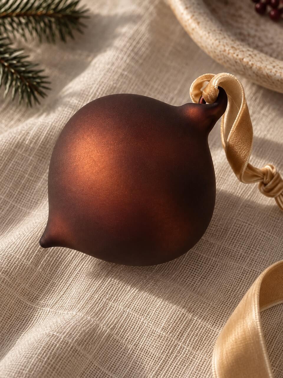 Frosted Bronze Glass Baubles - Set of 6