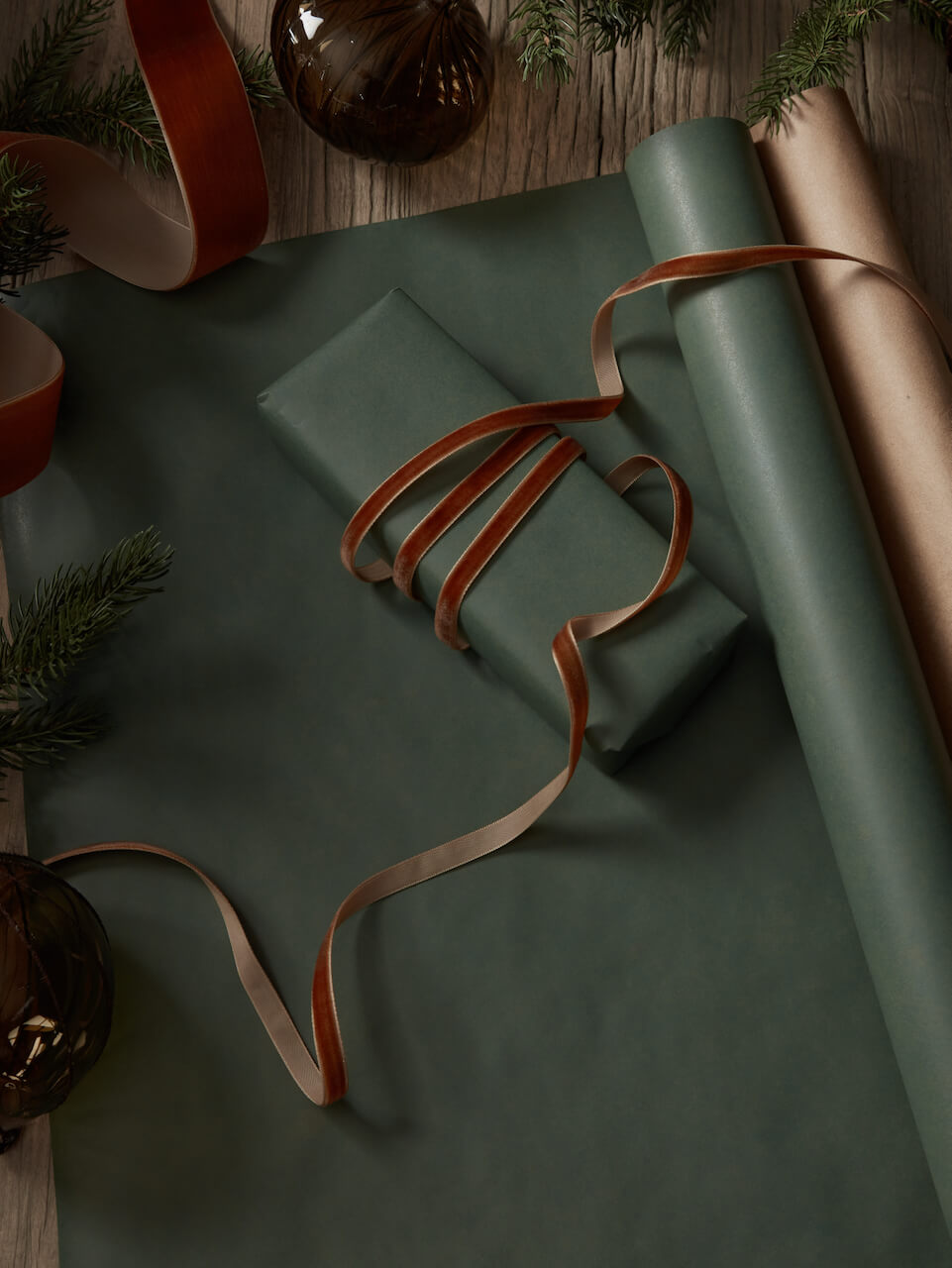 10m Wrapping Paper Bundle - Green - Set of 4 rolls