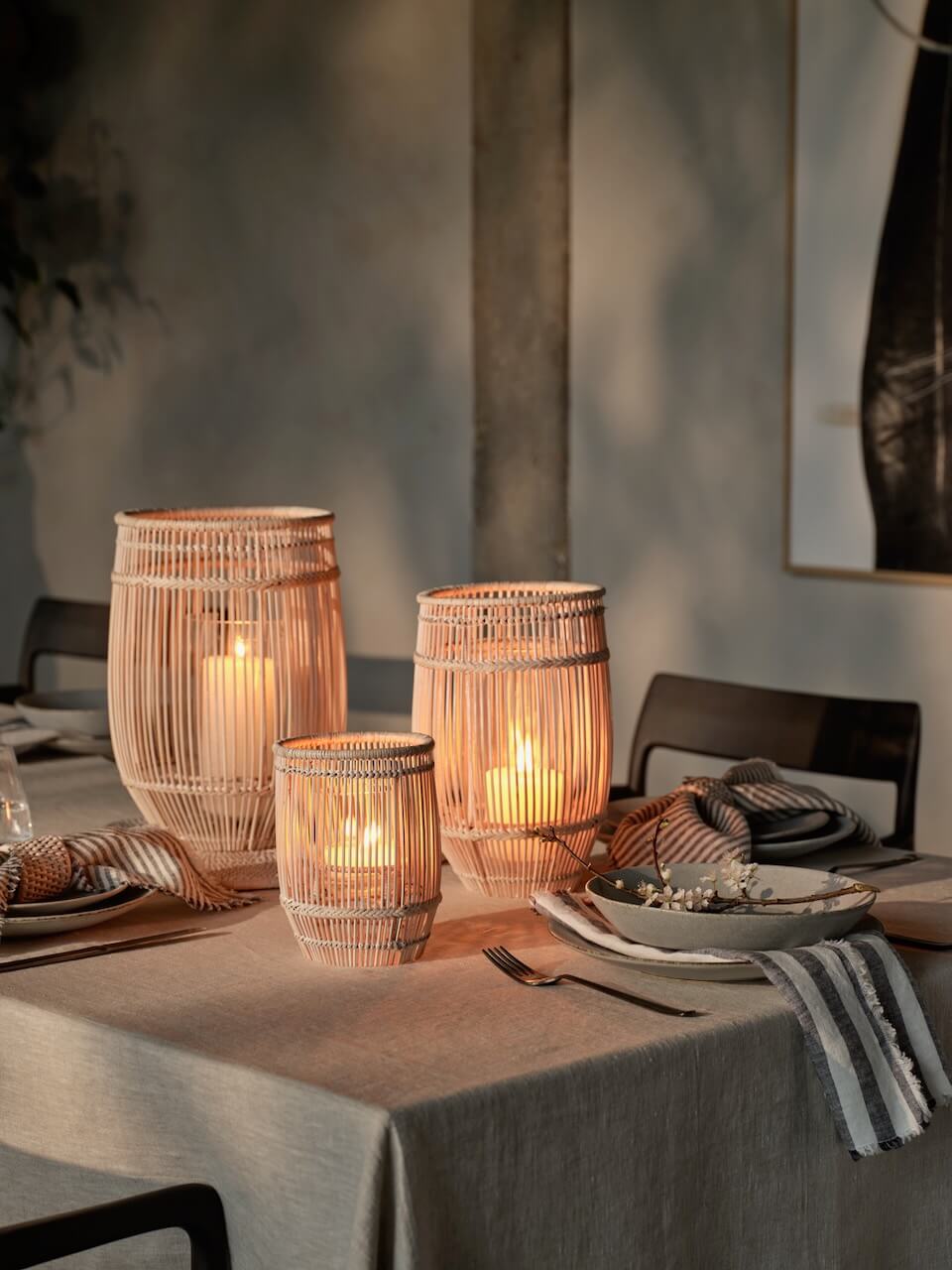 Leve Rattan Lantern - White