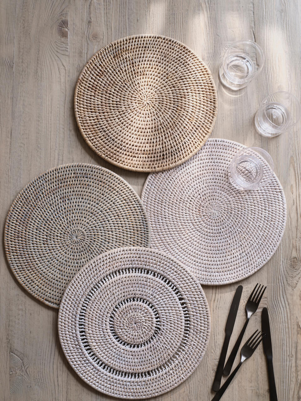 Iona White Rattan Placemats - Set of 4