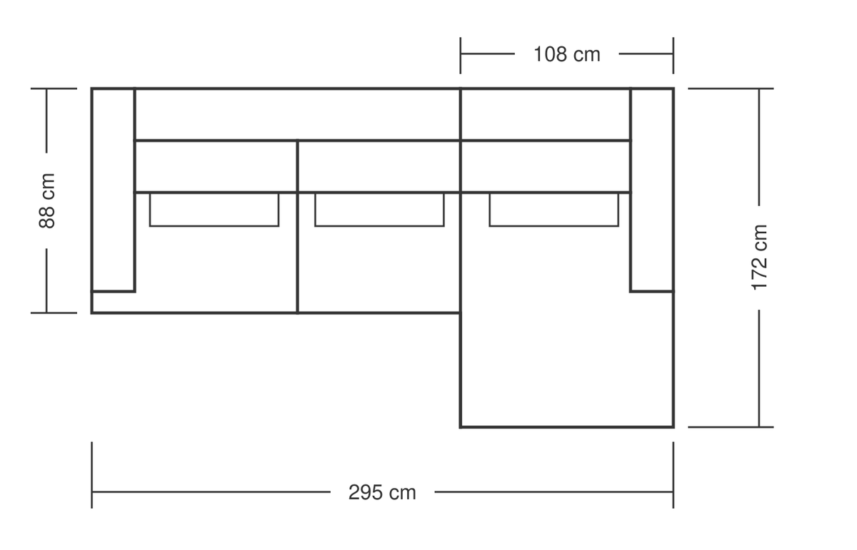 Eden Chaise Sofa — 3 Seater Chaise (right hand chaise shown)