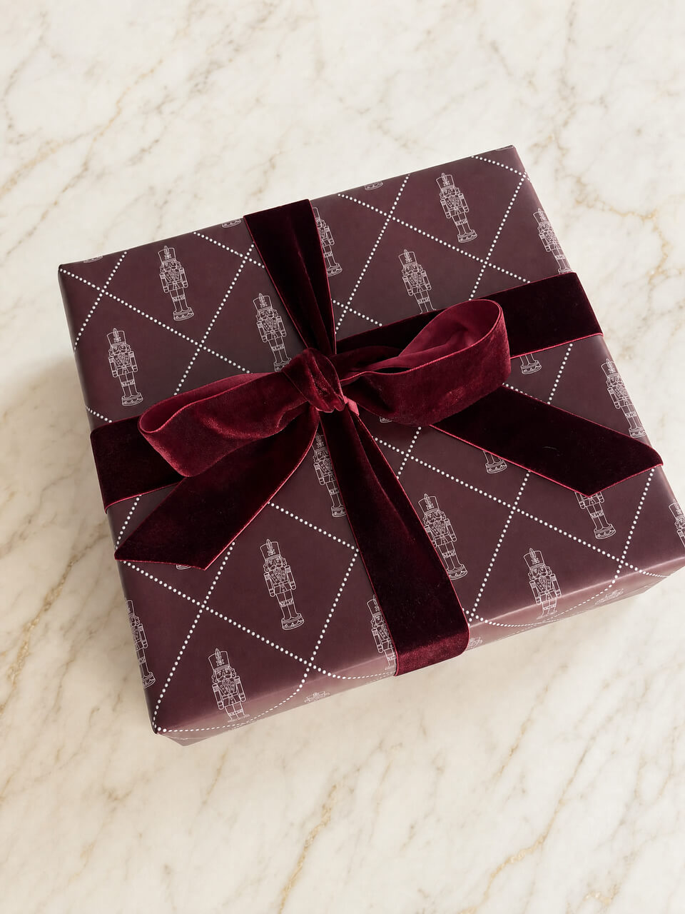 10m Burgundy Nutcracker Wrapping Paper