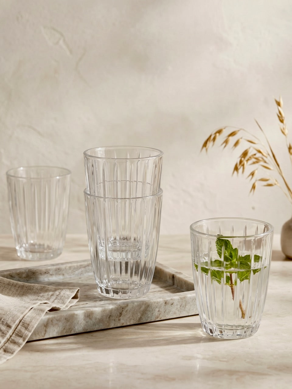 Set of 4 Groove Water Glass